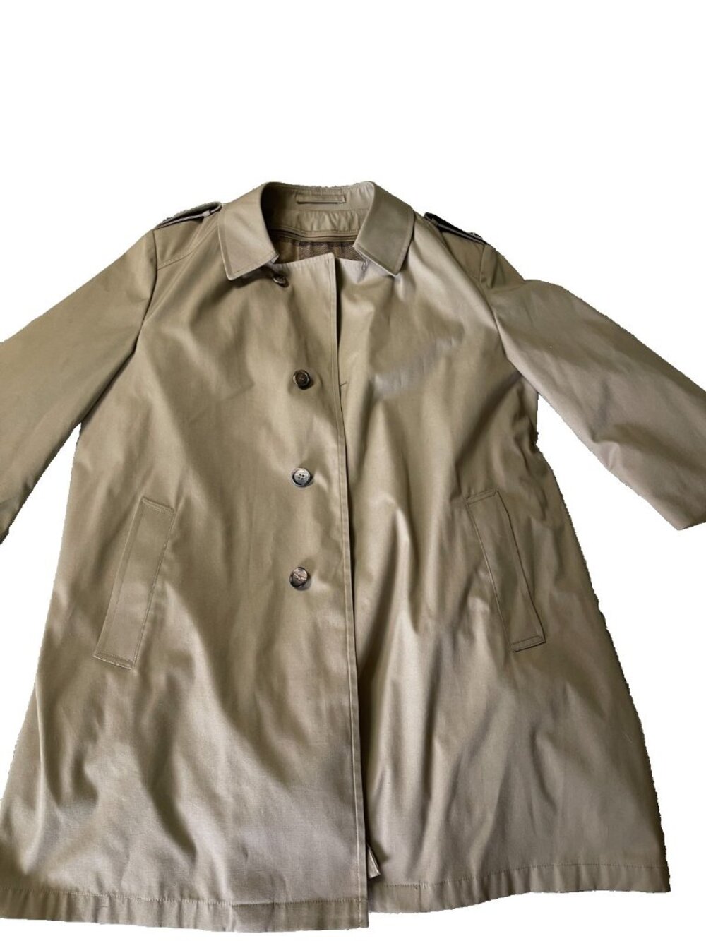 Adams Row Richman Trench Coat Mens 42 Reg Tan Plaid Lined Rain Coat USA